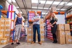 EI Retail has expanded into larger premises in South Shields. L:R Emma Peters, Mark Penn (MD), Joanne Green