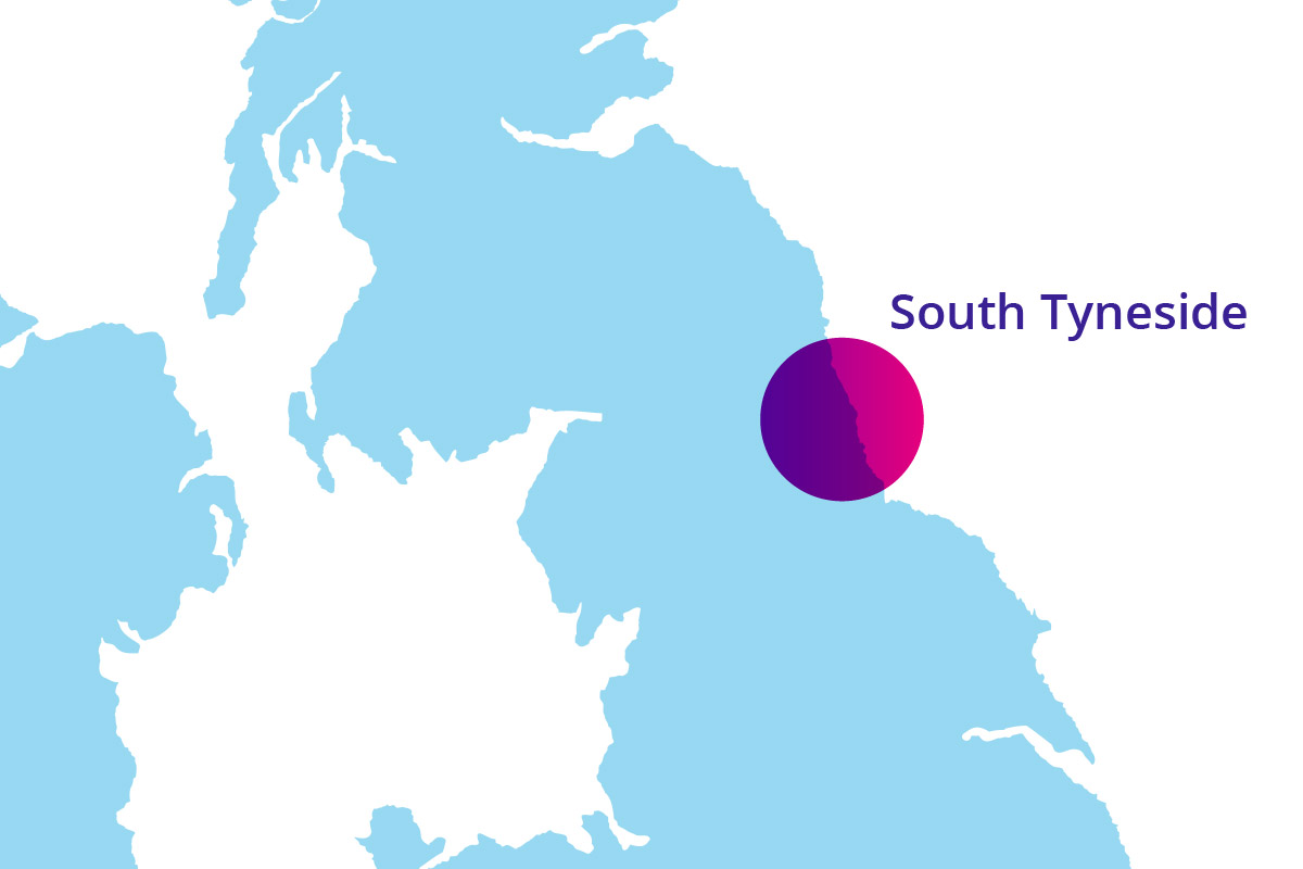 Map outline with South Tyneside highlighted