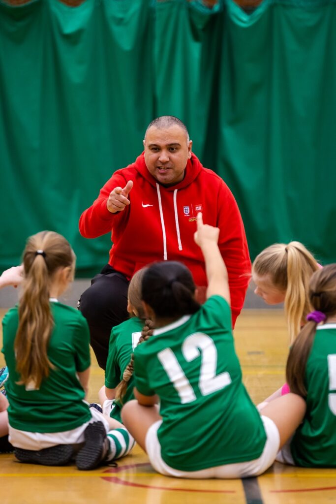 Paul Kirton coaching the Whiteleas Diamonds from South Shields, an under nine girls football team that play in the Russell Foster Youth League.