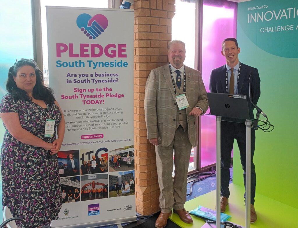 From left to right: Charlotte Harrison, CEO, Inspire South Tyneside, Cllr Paul Dean, Lead Member for Voluntary Sector, Partnerships and Equalities and Rory Rory Sherwood-Parkin, Corporate Lead – Policy & Insight, Governance & Corporate Affairs, South Tyneside Council