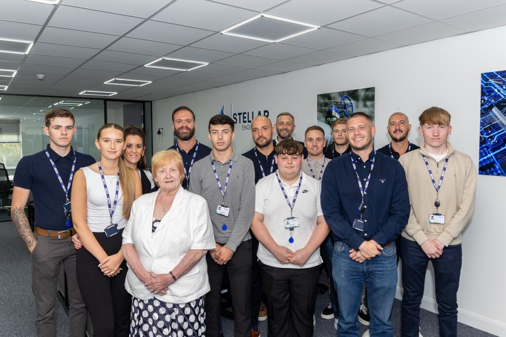 Cllr Margaret Meling, lead member for economic growth and transport at South Tyneside Council with the team from Stellar Engineering