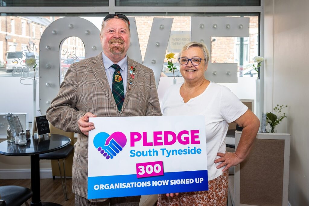 Carol Ovington Brooks, Manager of the Cosy Corner Cafe is pictured with Councillor Paul Dean, Lead Member for the Voluntary Sector, Partnerships, and Equalities, at South Tyneside Council.