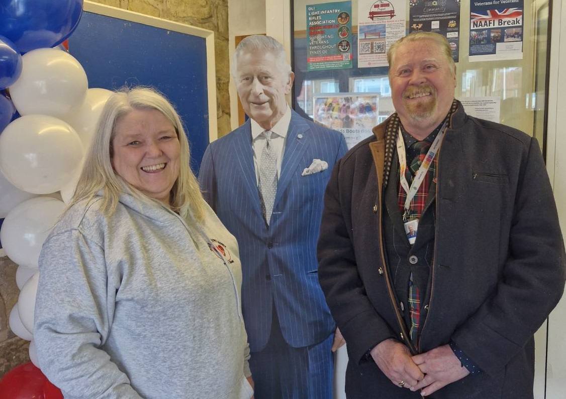 Tracy Beaton, founder of Bede’s Helping Hands with Councillor Paul Dean, Lead Member for the Voluntary Sector, Partnerships, and Equalities, at South Tyneside Council