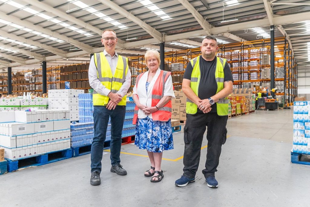 Karl Beal, Country Manager, UK, from Penguinn, with Cllr Margaret Meling, lead member for economic growth and transport at South Tyneside Council and new employee Ronald Coxon.
