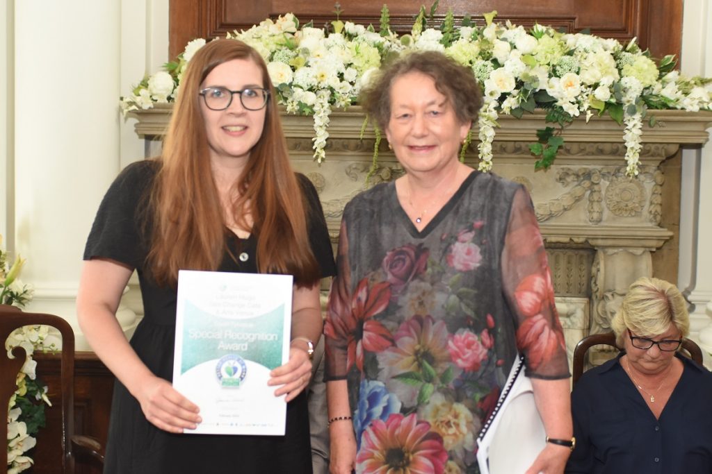 Lauren Hugo from Sea Change Cafe who received the Special Recognition award pictured with Councillor Ruth Berkley, Lead Member for Adults, Health and Independence.