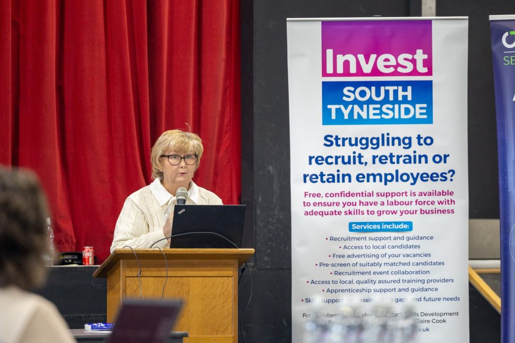 Cllr Tracey Dixon speaking at the Building a Stronger South Tyneside employer event