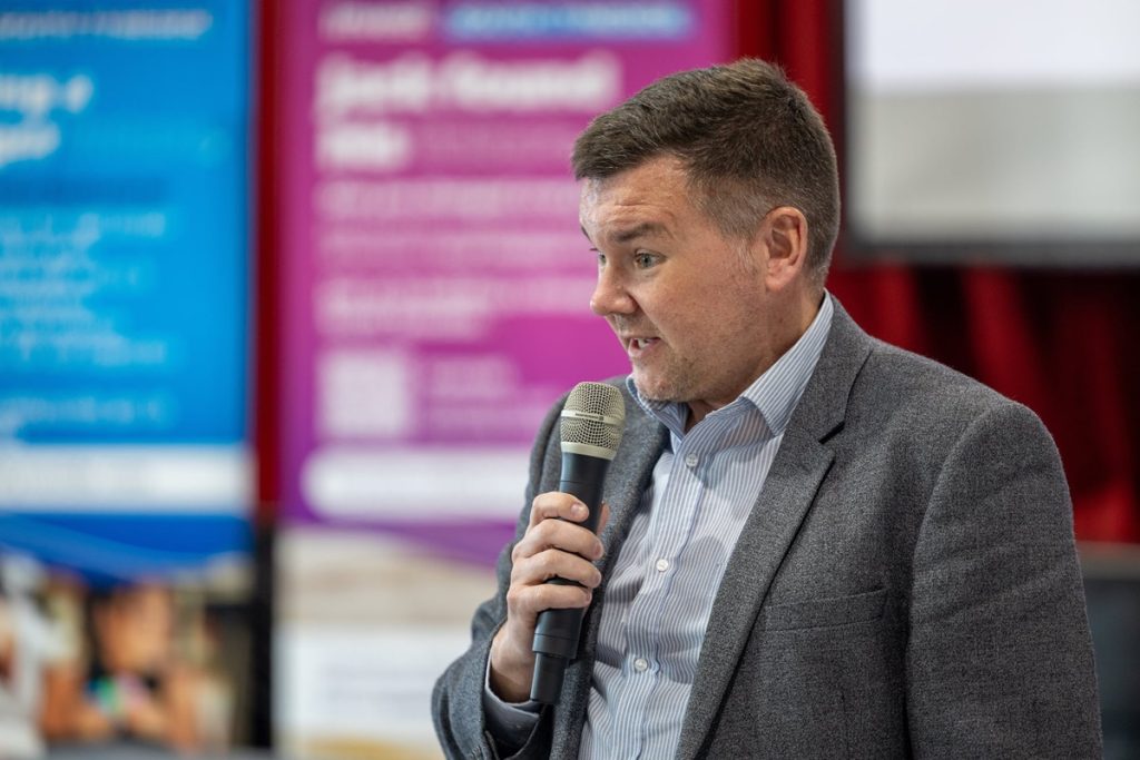 Stephen Rutherford, Hebburn Town Football Club, speaking at the Building a Stronger South Tyneside employer event