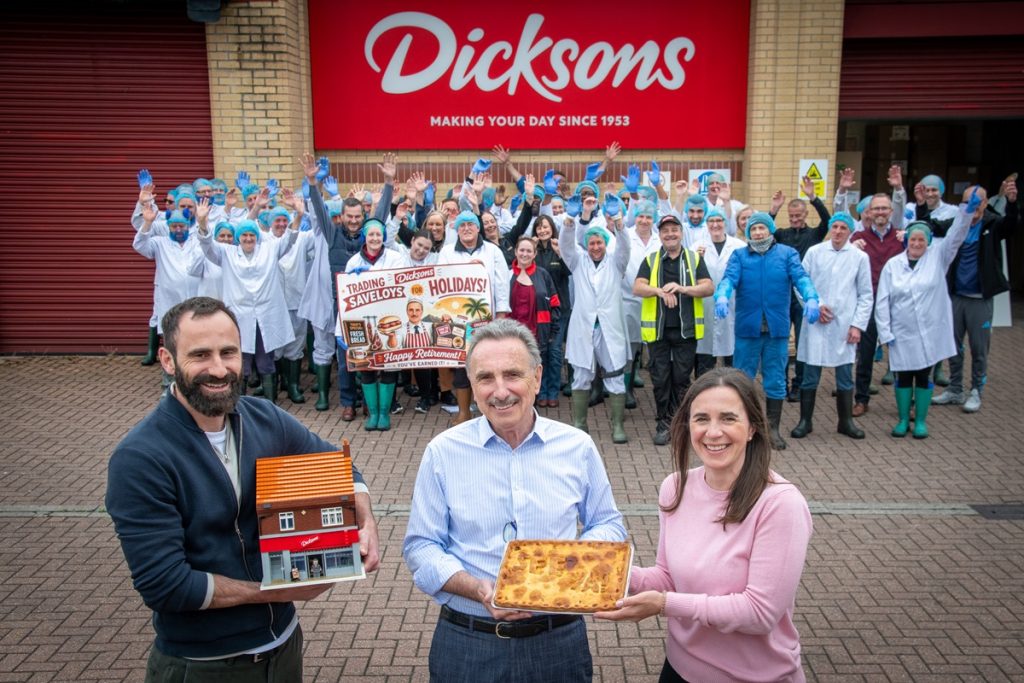 Michael Dickson with children Mike and Elena and staff at their South Shields factory