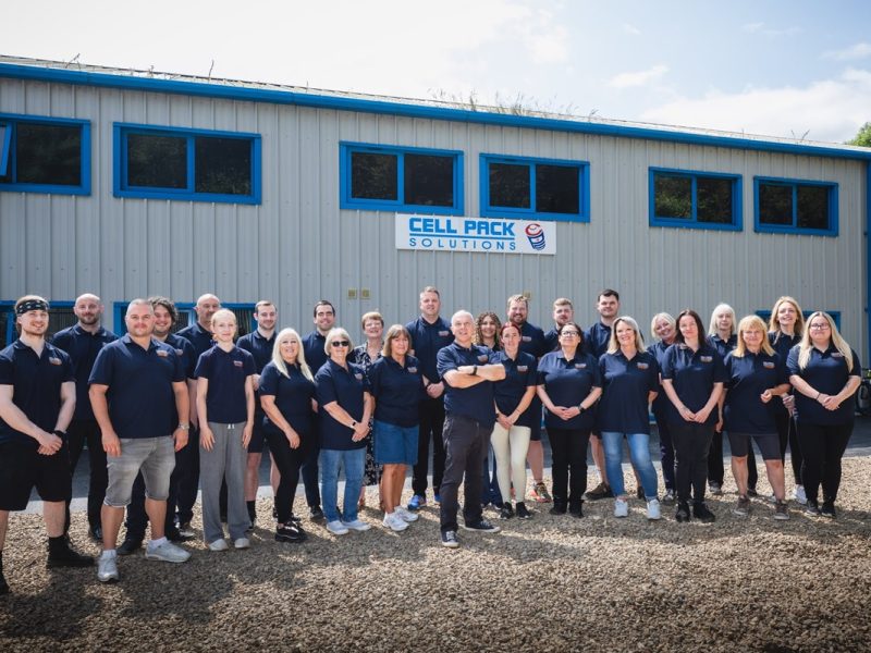 Staff at Cell Pack Solutions celebrating 25 years of business in South Tyneside