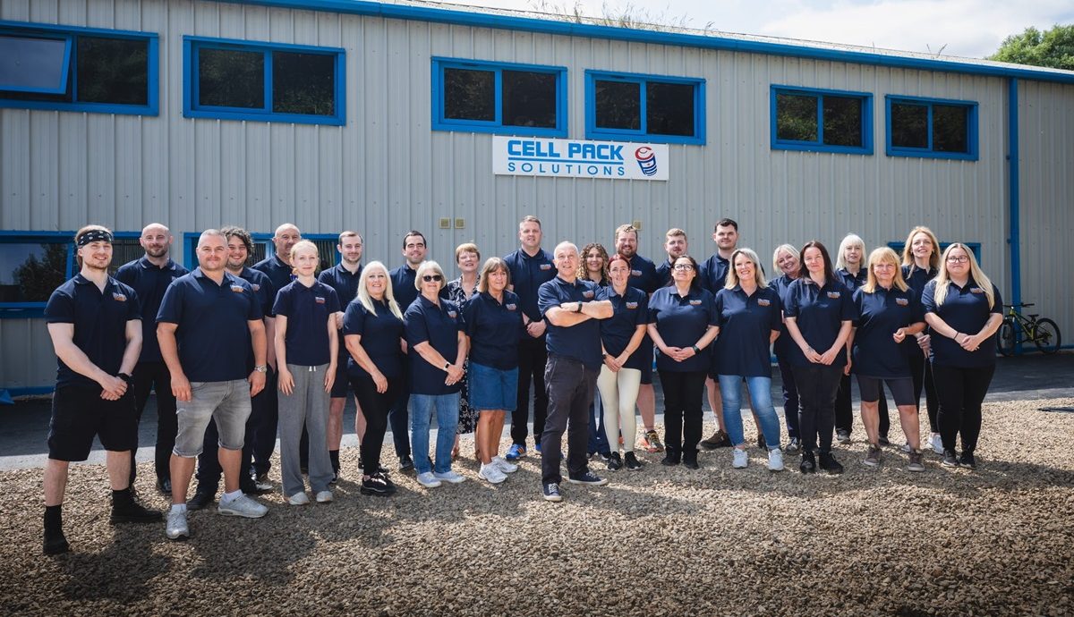 Staff at Cell Pack Solutions celebrating 25 years of business in South Tyneside