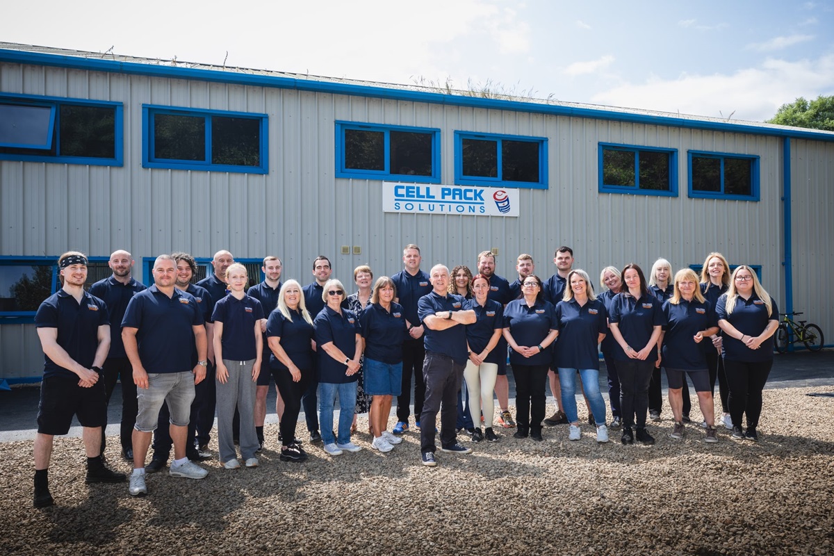 Staff at Cell Pack Solutions celebrating 25 years of business in South Tyneside