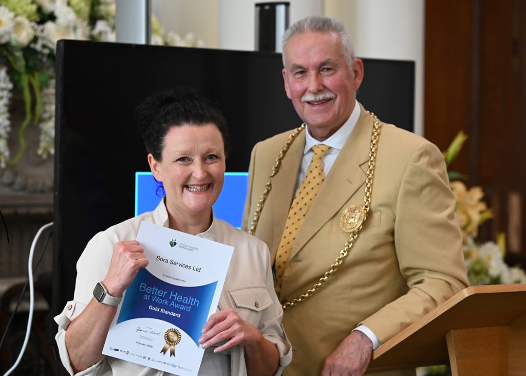 Sora Services receiving their Better Health at Work Award